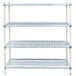 A white MetroMax Q shelving unit with three shelves.