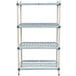 A white metal MetroMax Q shelving unit with four shelves.