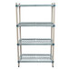 A white MetroMax Q shelving unit with four metal shelves.