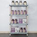 A MetroMax Q shelving unit with bottles and boxes on it.