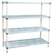 A white MetroMax Q shelving unit with blue shelves.