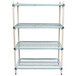 A white MetroMax Q shelving unit with blue shelves.