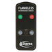 A black rectangular Sterno remote control with white buttons.