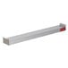 An Avantco high wattage strip warmer with a long rectangular metal object and red toggle controls.
