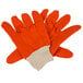 A pair of orange Cordova work gloves with white double palms.