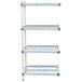 A white metal shelf with a white metal grate.
