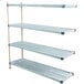 A white MetroMax Q shelving add on unit with three shelves.