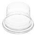 A clear plastic Choice tall dome lid on a clear plastic container.