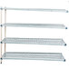 A white metal MetroMax Q shelving rack with three shelves.