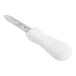 A Providence style oyster knife with a 2 3/4-inch stainless steel blade and a white handle.
