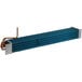 A close-up of a blue and silver Avantco evaporator coil.