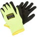 A pair of Cordova Monarch heavy duty work gloves with black foam latex palms and a black wrist.