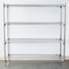 A Metro chrome wire shelving unit with four shelves.