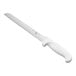A serrated edge bread knife with an 8-inch blade and a white handle.