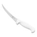 A 6-inch curved flexible boning knife with a white handle.