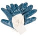 A pair of blue Cordova standard warehouse gloves with white jersey lining.