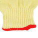 A yellow and red knitted fabric.