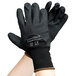 A pair of large black Cordova Cor-Touch gloves with black foam nitrile and polyurethane coating.