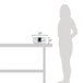 A woman using a Choice Deluxe Round Soup Chafer Water Pan on a table in a home kitchen.