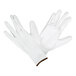 A pair of white polyester gloves with a white polyurethane palm coating.