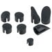 A set of black plastic AvaMix screw hole covers.