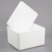 A white styrofoam box with a lid open.