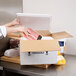 A person putting meat in a Nordic insulated shipping box.