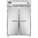 A Continental DL2RF dual temperature reach-in refrigerator/freezer with two open stainless steel doors.