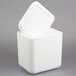 A white styrofoam cooler with a lid open.