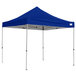 A blue Caravan Canopy tent with poles.