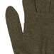 A close up of a pair of Cordova green knit gloves.