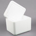 A white styrofoam container with an open lid.