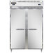 A white Continental DL2RFS dual temperature refrigerator/freezer with stainless steel doors open.