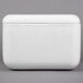 A white styrofoam container with a lid.