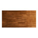A rectangular solid wood bar height table top with a rustic walnut finish and live edge design.