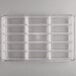 A clear plastic Chocolate World mini chocolate bar mold with 15 compartments.