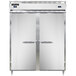 A large rectangular stainless steel Continental refrigerator with two doors open.