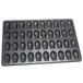 A black Matfer Bourgeat baking sheet with 40 Madeleine molds.