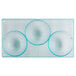A clear polycarbonate container with three half circles.