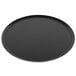 A black round Matfer Bourgeat pizza pan with a silver rim.