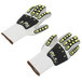 A pair of Cordova heavy duty work gloves with yellow and black TPR reinforcements.
