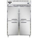 A Continental DL2RFES-SA-HD dual temperature reach-in refrigerator/freezer with a white rectangular object with a black border.