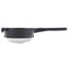 A black Matfer Bourgeat Exoglass fine mesh sieve with a plastic handle.