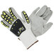 A pair of Cordova OGRE-CR work gloves with yellow and black TPR reinforcements.