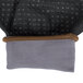 A pair of gray and black gloves with a black nitrile coating and nitrile dots.