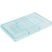 A clear plastic Matfer Bourgeat chocolate bar mold with four rows of squares.