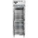 A Continental shallow depth reach-in refrigerator with glass doors.