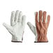A pair of Cordova Select grain cowhide leather driver's gloves with brown and white stitching.