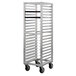 A Lakeside metal sheet pan rack with wheels.