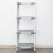 A MetroMax i metal shelving unit with three shelves.